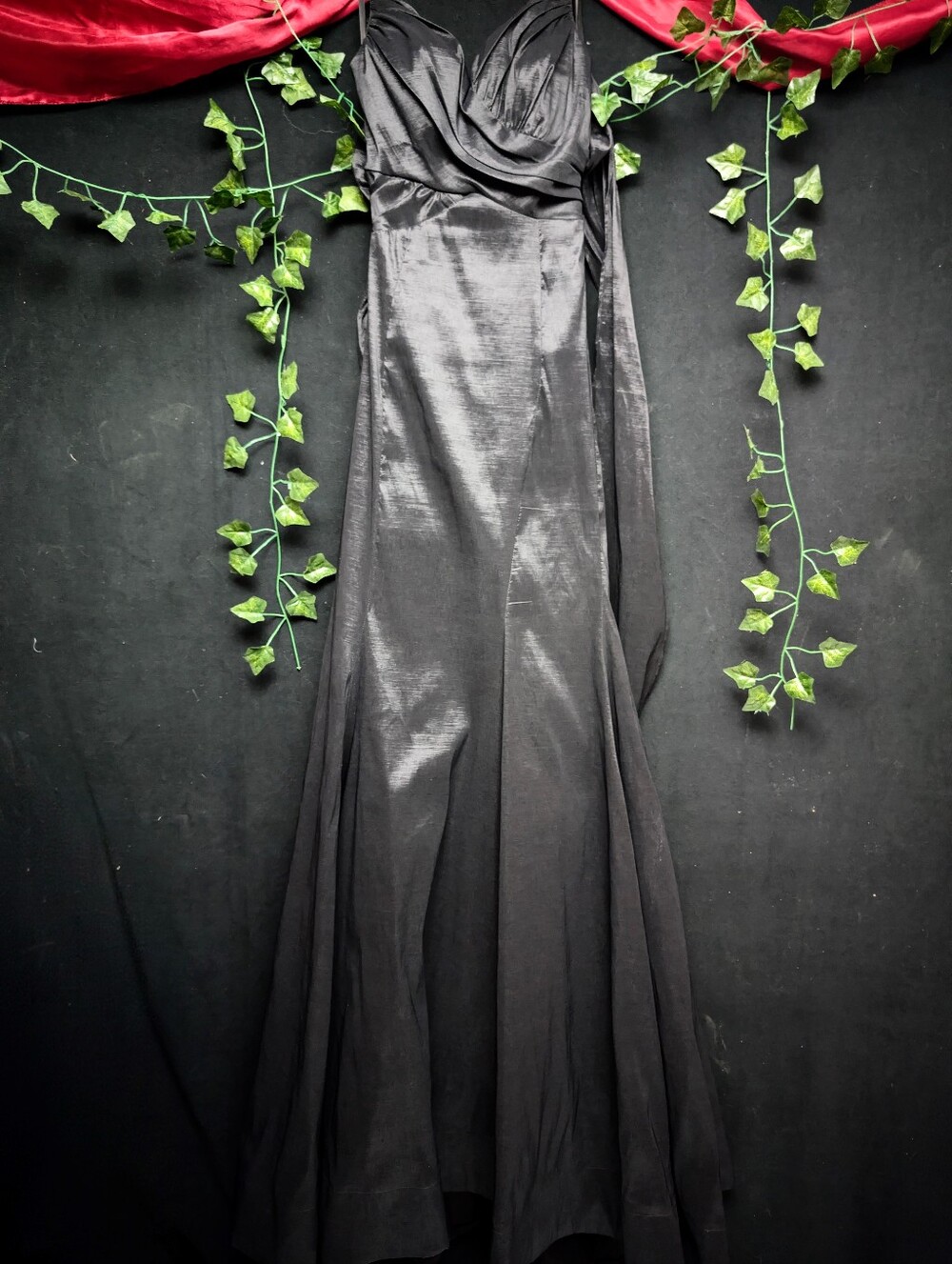 Elegant Black Satin Evening Gown